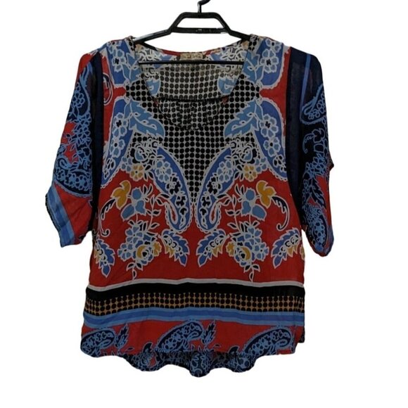 One World Live Let Live Top Womens Size Medium boho cottage hippie - Picture 3 of 8